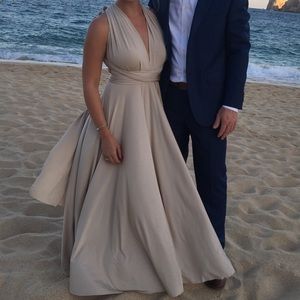 Two Birds Bridesmaid dress is Oyster